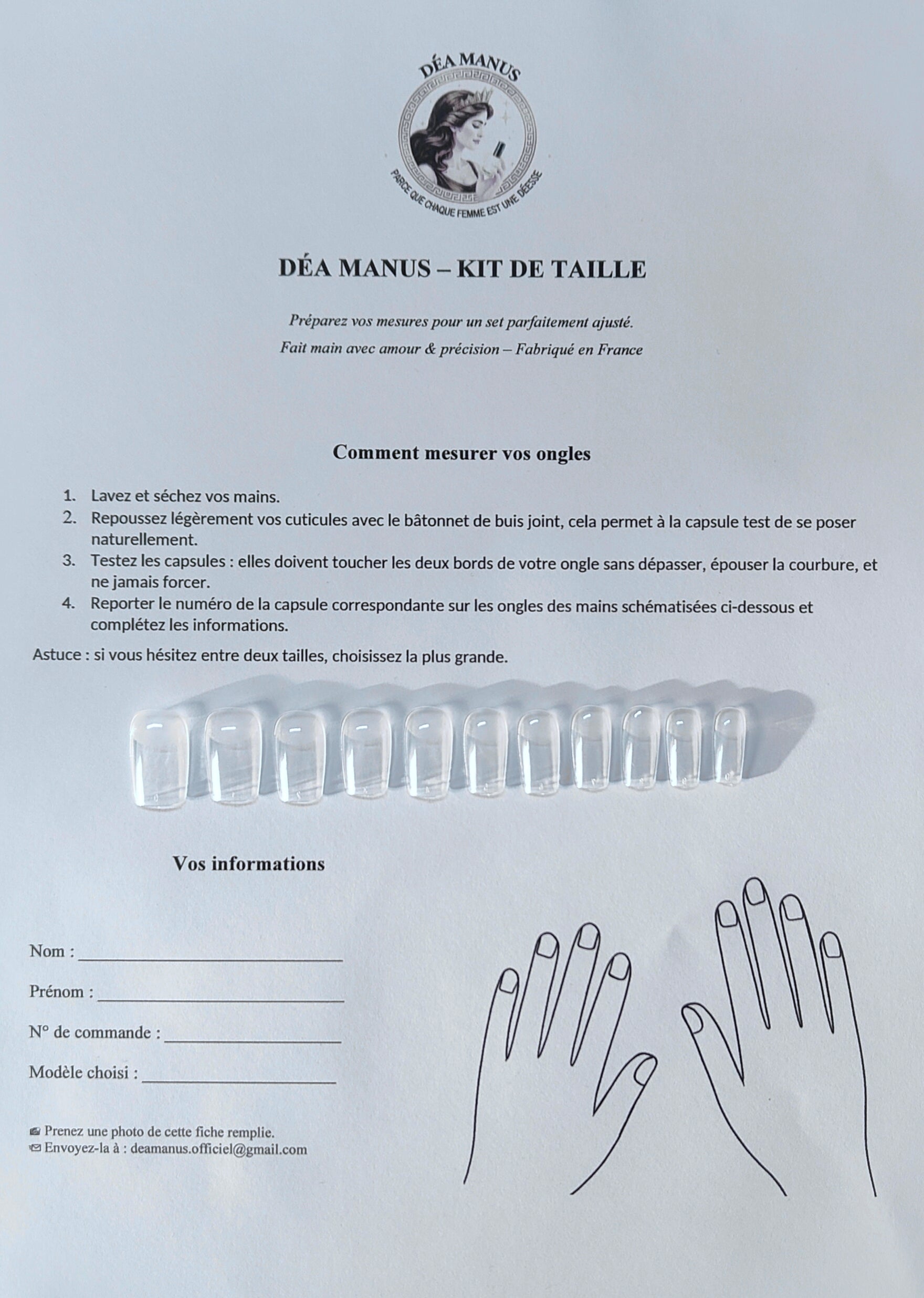 Kit de Taille Press On Nails sur mesure